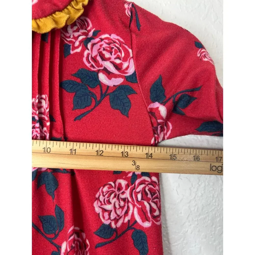 Matilda Jane Sleepyhead‎ PJ Gown Girls Size 8 Red Rose Pattern Tiered Ruffle Hem